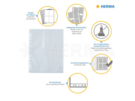 HERMA pochettes pour photos Fotophan format A4, pour photos