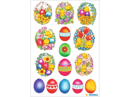 HERMA Stickers de Pâques DECOR 'Fleurs et poussins'