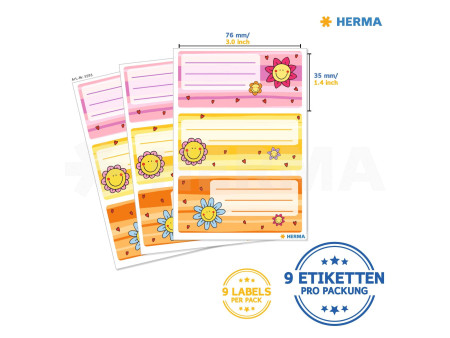 HERMA Etiquettes pour livres 'Visages de fleurs', 76 x 35 mm