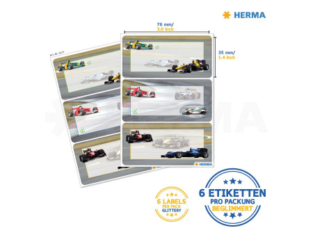 HERMA Etiquettes pour livres 'voitures de course', 70x 35 mm
