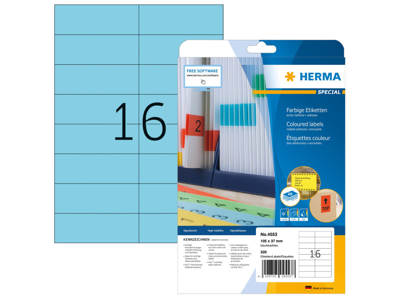 HERMA Etiquette universelle SPECIAL, 105 x 37 mm, bleu