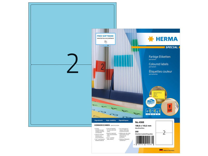 HERMA Etiquette universelle SPECIAL, 199,6 x 143,5 mm, bleu