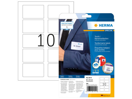 HERMA Etiquettes badges SPECIAL, 80 x 50 mm, blanc