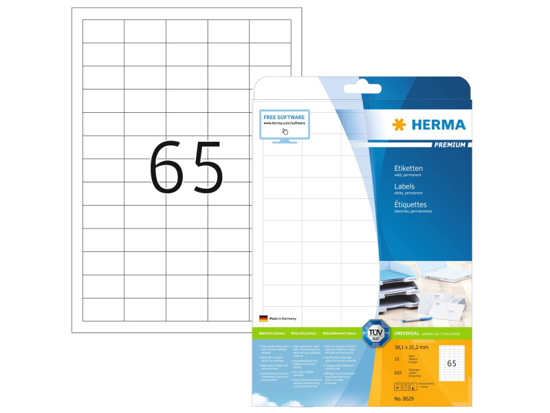 HERMA Etiquette universelle PREMIUM, 38,1 x 21,2 mm, blanc