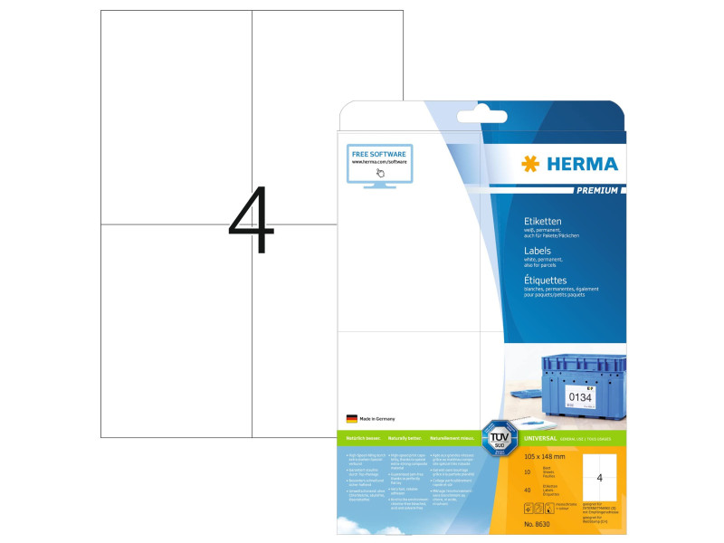 HERMA Etiquette universelle PREMIUM, 105 x 148 mm, blanc