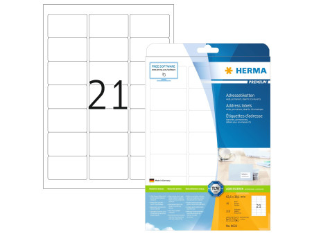 HERMA Etiquette universelle PREMIUM, 63,5 x 38,1 mm, blanc