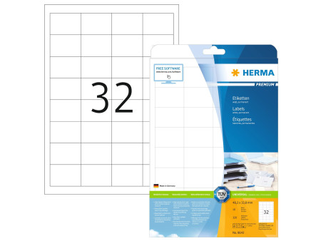 HERMA Etiquette universelle PREMIUM, 48,3 x 33,8 mm, blanc