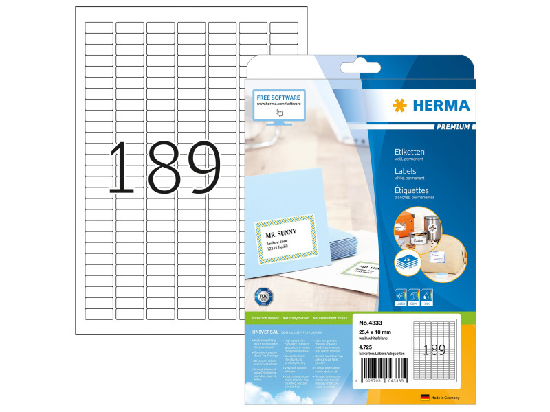 HERMA Etiquette universelle PREMIUM, 25,4 x 10 mm, blanc