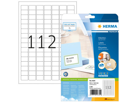 HERMA Etiquette universelle PREMIUM, 25,4 x 16,9 mm, blanc