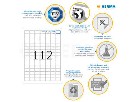 HERMA Etiquette universelle PREMIUM, 25,4 x 16,9 mm, blanc