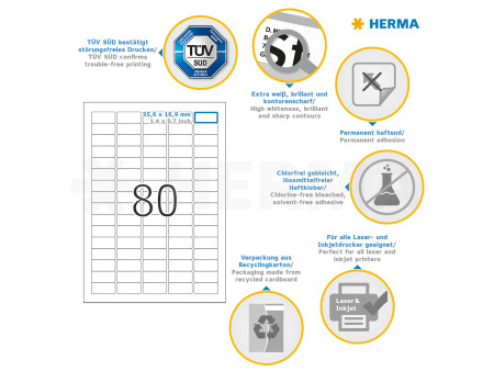 HERMA Etiquette universelle PREMIUM, 35,6 x 16,9 mm, blanc