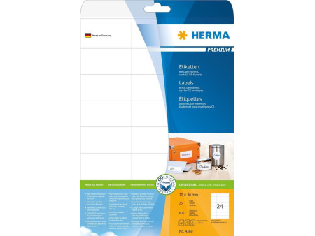 HERMA Etiquette universelle PREMIUM, 70 x 36 mm, blanc