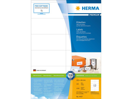 HERMA Etiquette universelle PREMIUM, 105 x 48 mm, blanc