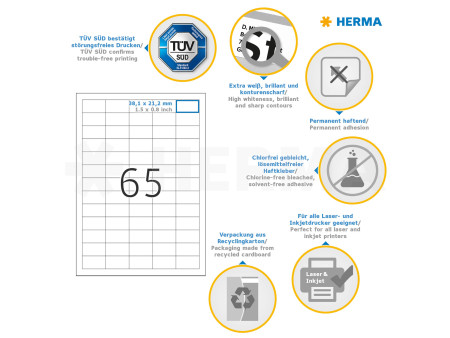 HERMA Etiquette universelle PREMIUM, 38,1 x 21,2 mm, blanc