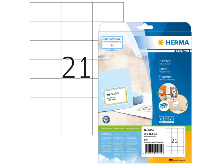HERMA Etiquette universelle PREMIUM, 70 x 42,3 mm, blanc