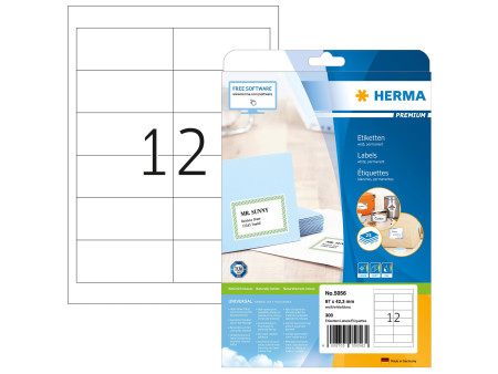 HERMA Etiquette universelle PREMIUM, 97,0 x 42,3 mm, blanc