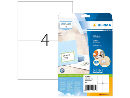 HERMA Etiquette universelle PREMIUM, 105 x 148 mm, blanc