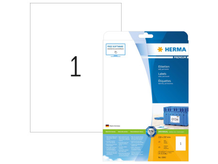HERMA Etiquette universelle PREMIUM, 210 x 297 mm, blanc