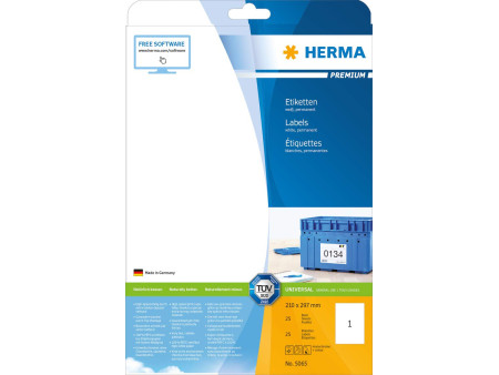 HERMA Etiquette universelle PREMIUM, 210 x 297 mm, blanc