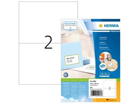 HERMA Etiquette universelle PREMIUM, 210 x 148 mm, blanc