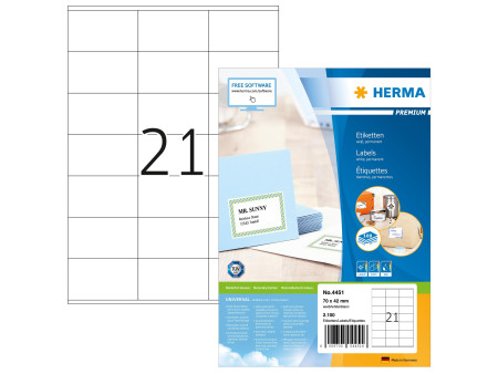 HERMA Etiquette universelle PREMIUM, 70 x 42 mm, blanc