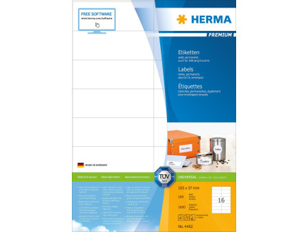HERMA Etiquette universelle PREMIUM, 105 x 37 mm, blanc