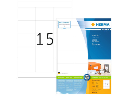 HERMA Etiquette universelle PREMIUM, 70 x 50,8 mm, blanc