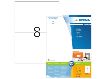 HERMA Etiquette universelle PREMIUM, 105 x 74 mm, blanc