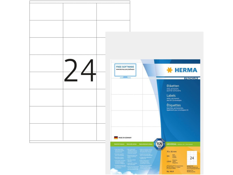 HERMA Etiquette universelle PREMIUM, 70 x 36 mm, blanc
