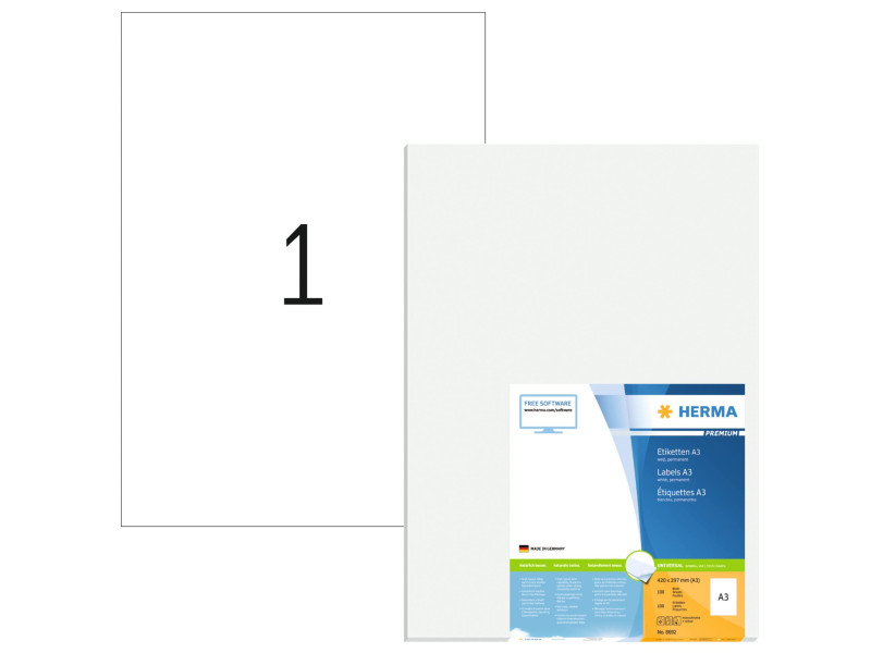 HERMA Etiquette universelle PREMIUM, 297 x 420 mm, blanc
