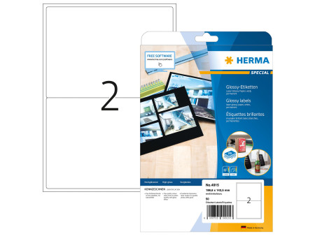 HERMA Etiquette brillante SPECIAL, 199,6 x 143,5 mm, blanc