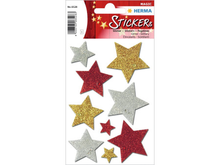 HERMA Autocollants de Noel MAGIC 'étoiles multicolore',