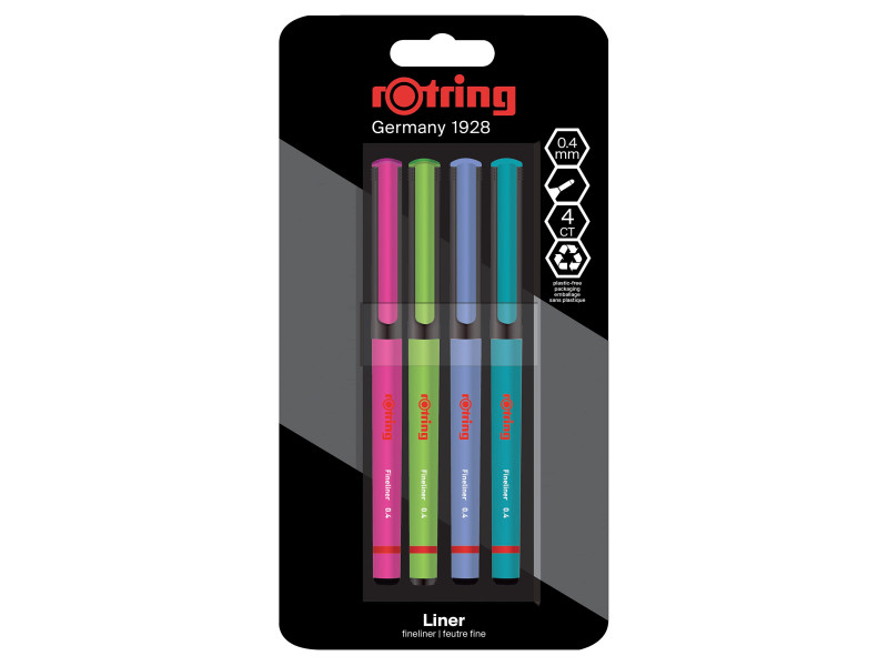 rotring Fineliner, largeur de tracé: 0,4 mm, blister de 4