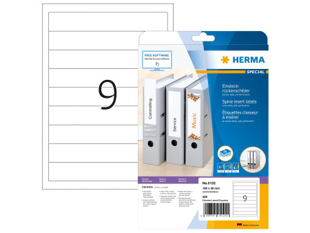 HERMA Etiquette pour dos de classeur, 25 x 190 mm, blanc