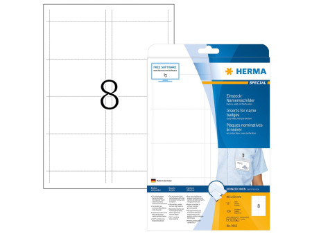 HERMA plaques nominatives à insérer SPECIAL,90 x 60mm, blanc