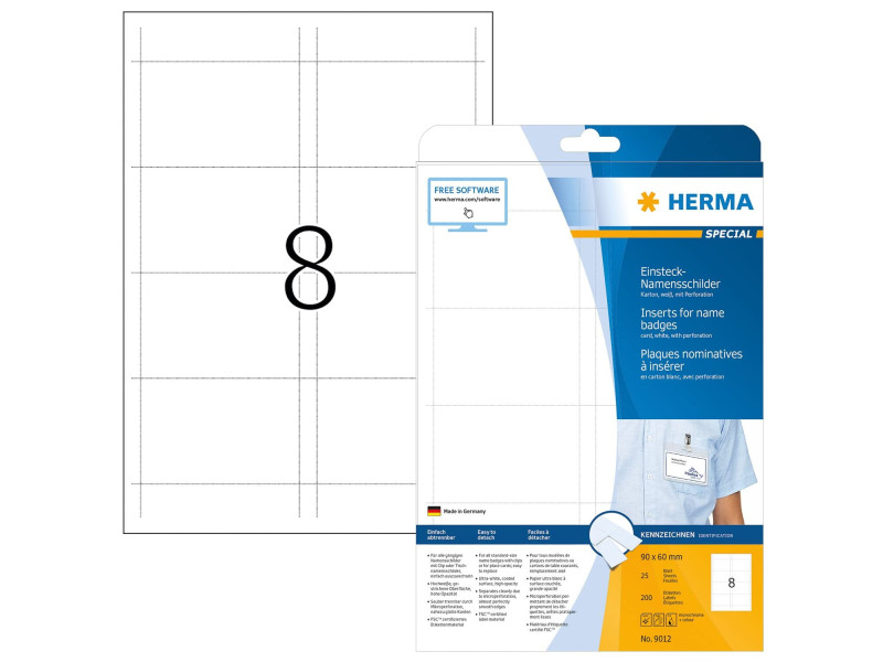 HERMA plaques nominatives à insérer SPECIAL,90 x 60mm, blanc