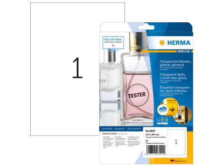 HERMA Etiquette en film SPECIAL, 210 x 297 mm, transparent