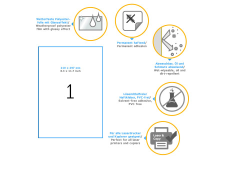 HERMA Etiquette en film SPECIAL, 210 x 297 mm, transparent