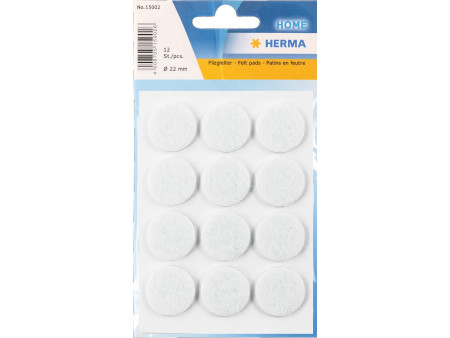 HERMA Patins de feutre autocollants, diamètre: 22 mm, blanc