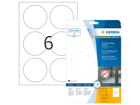 HERMA Étiquette en film SPECIAL, diamètre: 85 mm, blanc