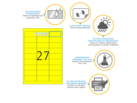 HERMA Etiquette signalétique SPECIAL, 63,5 x 29,6 mm, jaune