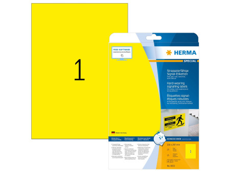 HERMA Etiquette signalétique SPECIAL, 210 x 297 mm, jaune