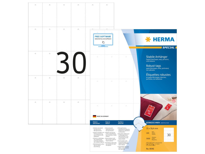 HERMA Etiquette à suspendre SPECIAL, 35 x 59,4 mm, blanc