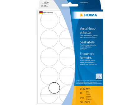HERMA Etiquette fermoir, diamètre 32 mm, transparent