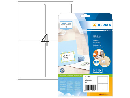 HERMA Etiquette universelle PREMIUM, 99,1 x 139 mm, blanc