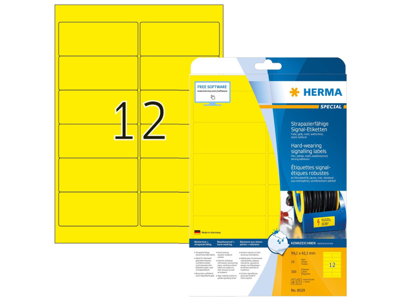 HERMA Etiquette signalétique SPECIAL, 99,1 x 42,3 mm, jaune