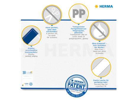 HERMA Couvre-livre, (H)255 x (L)540 mm, transparent