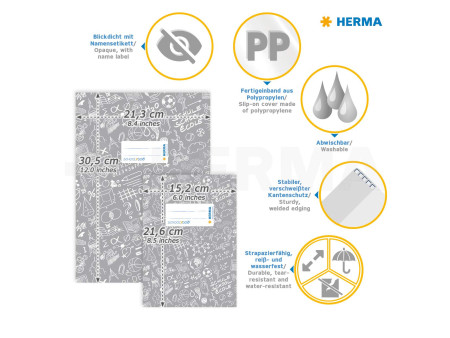 HERMA Protège-cahier 'Schoolydoo', A5, en PP, bleu clair