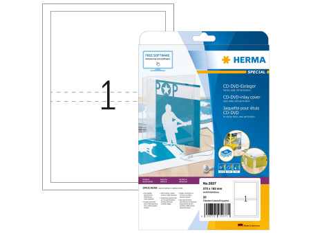 HERMA Jaquette DVD, pour étuis DVD, 183,0 x 273,0 mm, blanc