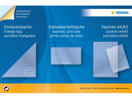 HERMA pochettes autocollantes pour cartes de visite, en PP
